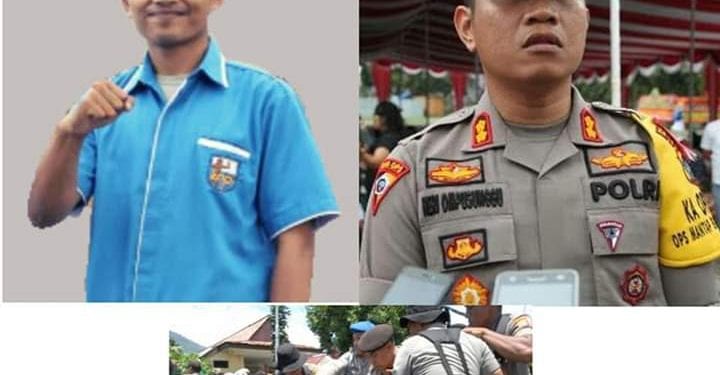 Sekjen DPD KNPI Siantar, Kapolres dan aksi mahasiswa.