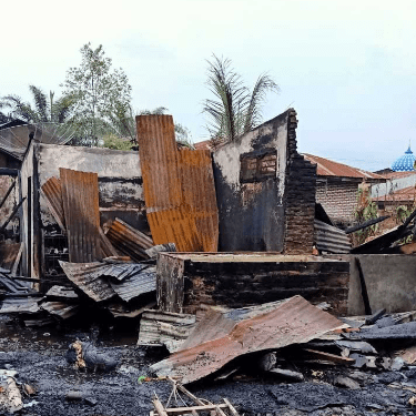 Lokasi rumah yang terbakar di Bilah Hilir Labuhanbatu yang menewaskan Reza bocah berusia 2 tahun.