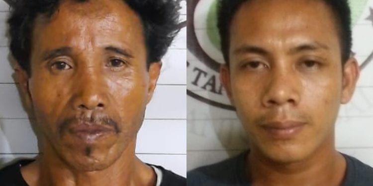 Tersangka Hasan Basri Siregar alias Regar dan Ilham alias Mael