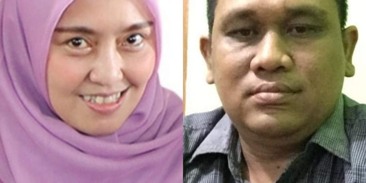 Mantan Ketua PKK Hj Winda Fitrika dan Ketua Laskar Jokowi Asahan Agus Salim Simatupang.