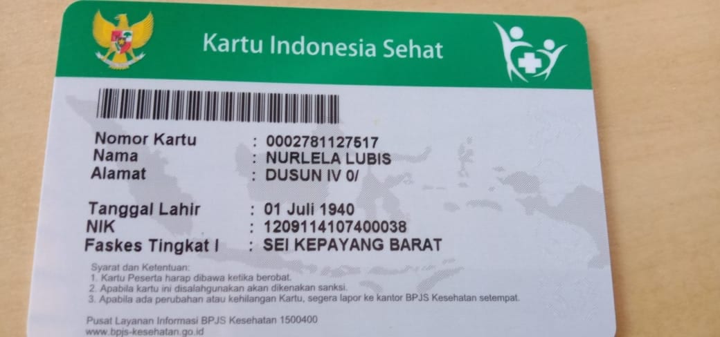 Kartu KIS atas nama Nurlela Lubis