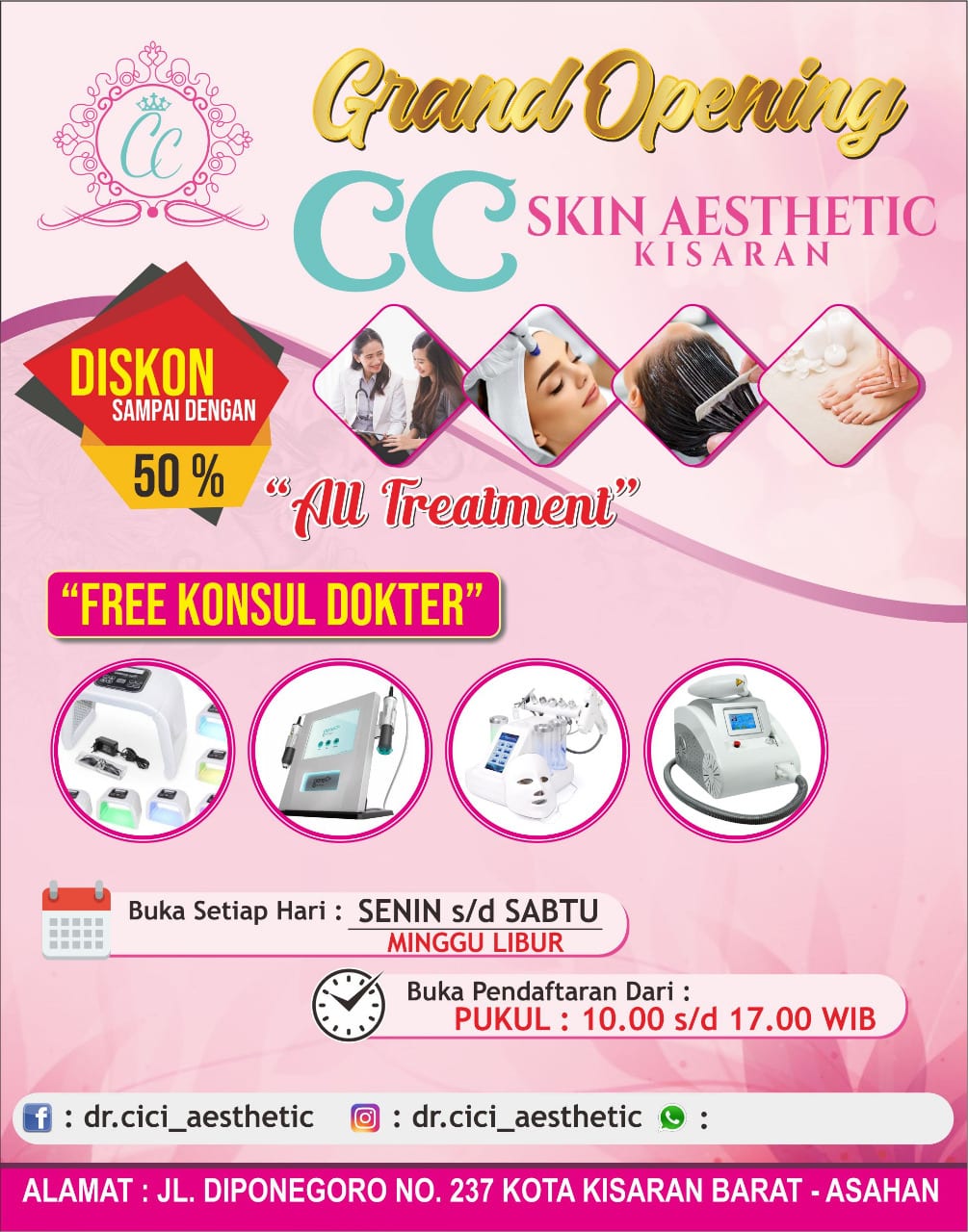 Paket kecantikan yang diberikan di CC Skin Aesthetic Kisaran.