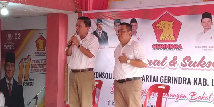 Konsolidasi Partai Gerindra pemenangan bakal calon Bupati dan Wakil Bupati Labuhanbatu.