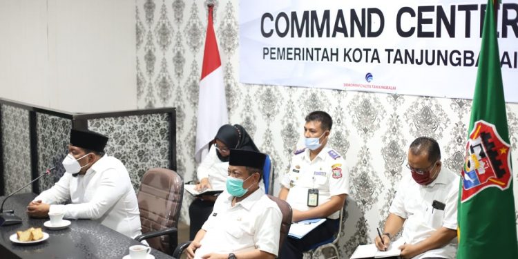 Suasana rakor virtual rencana pembentukan TP2DD Kota Tanjungbalai.