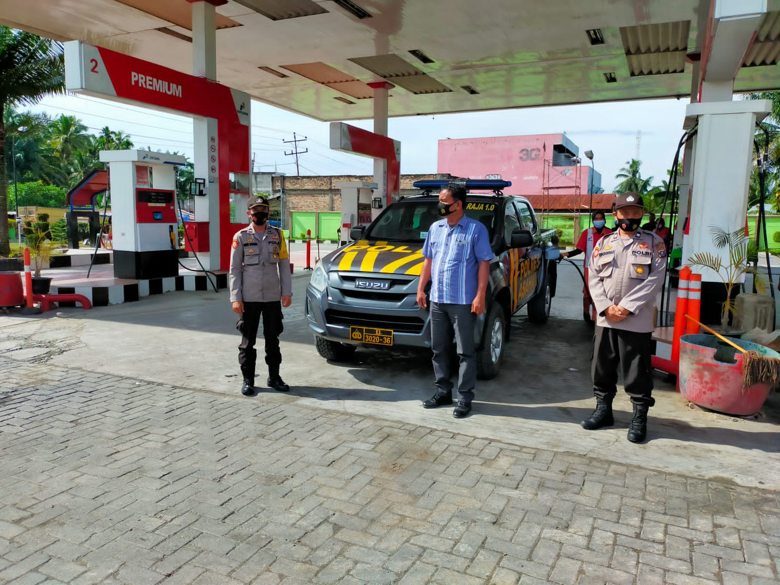 Patroli Rutin 3C, Personel Polsek Pulau Raja Sambangi SPBU, Bank dan Jalinsum yang Berbatasan dengan Labura