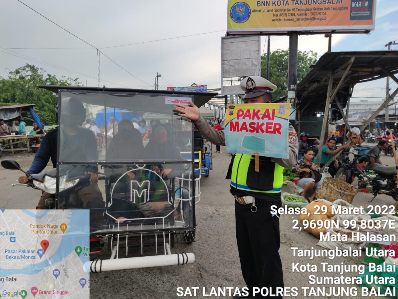 Polres Tanjungbalai Manfaatkan Betor Untuk Ingatkan Warga Agar Memakai Masker