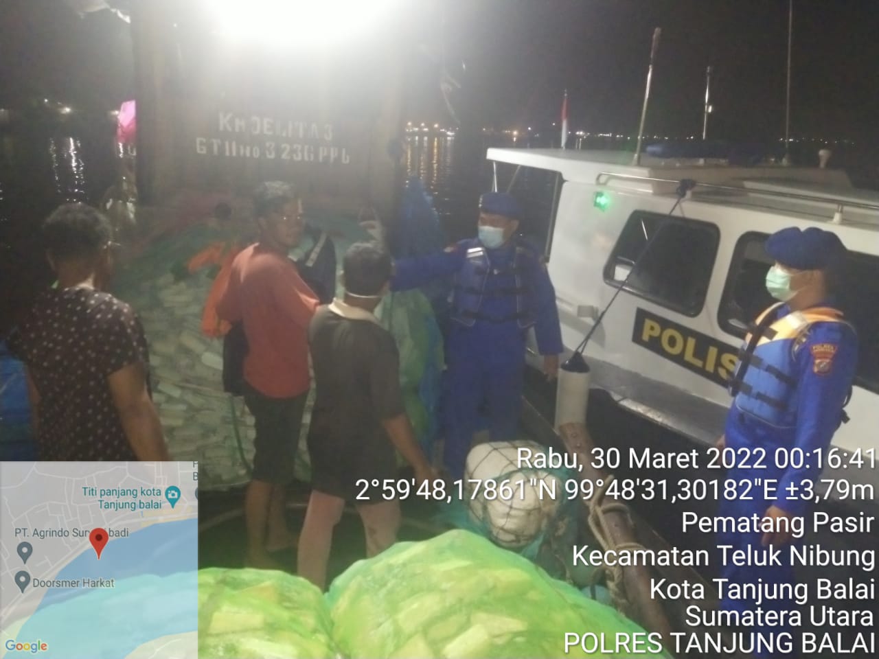 Saat Memasuki Perairan Tanjungbalai, KM Jelita-3 Langsung Diperiksa Tim Regu II Sat Pol Airud Polres Tanjungbalai