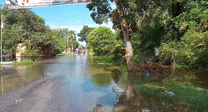 Diguyur Hujan Deras, Jalan di Desa Sei Beluru Tergenang Air