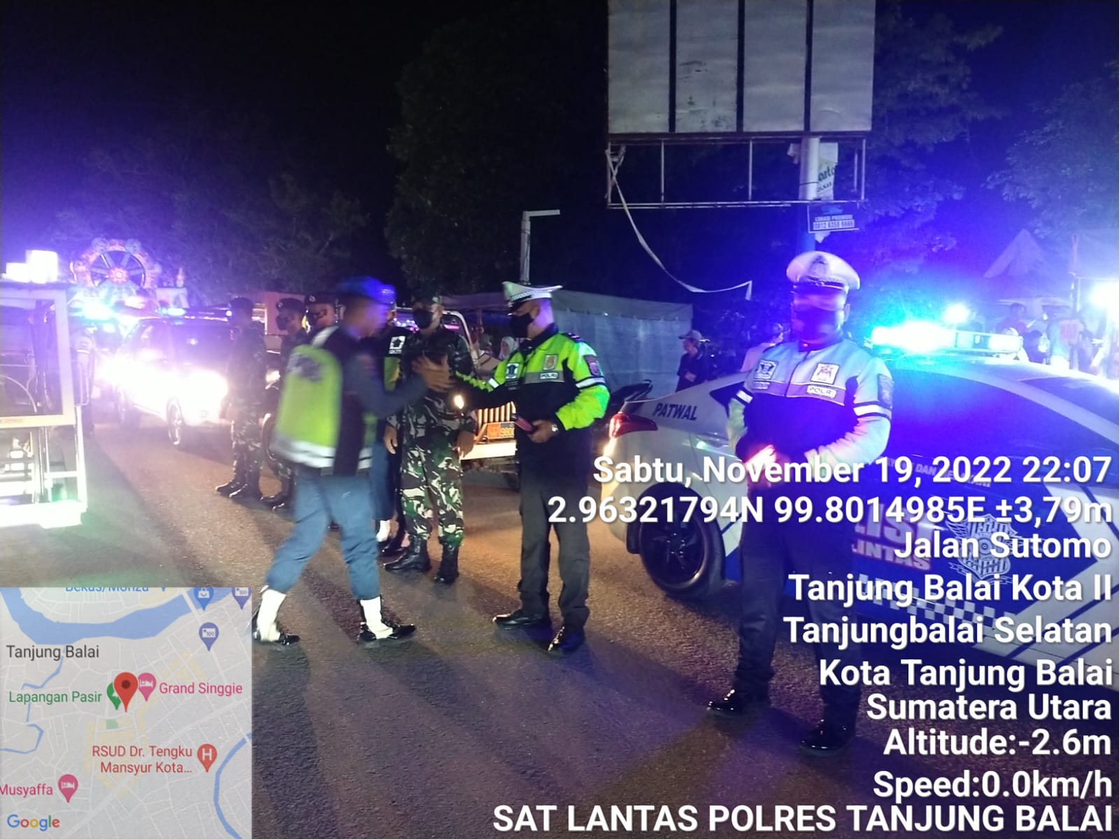 Antisipasi Kamtibmas di Malam Minggu, Polres Tanjungbalai dan TNI Gelar Patroli Skala Besar