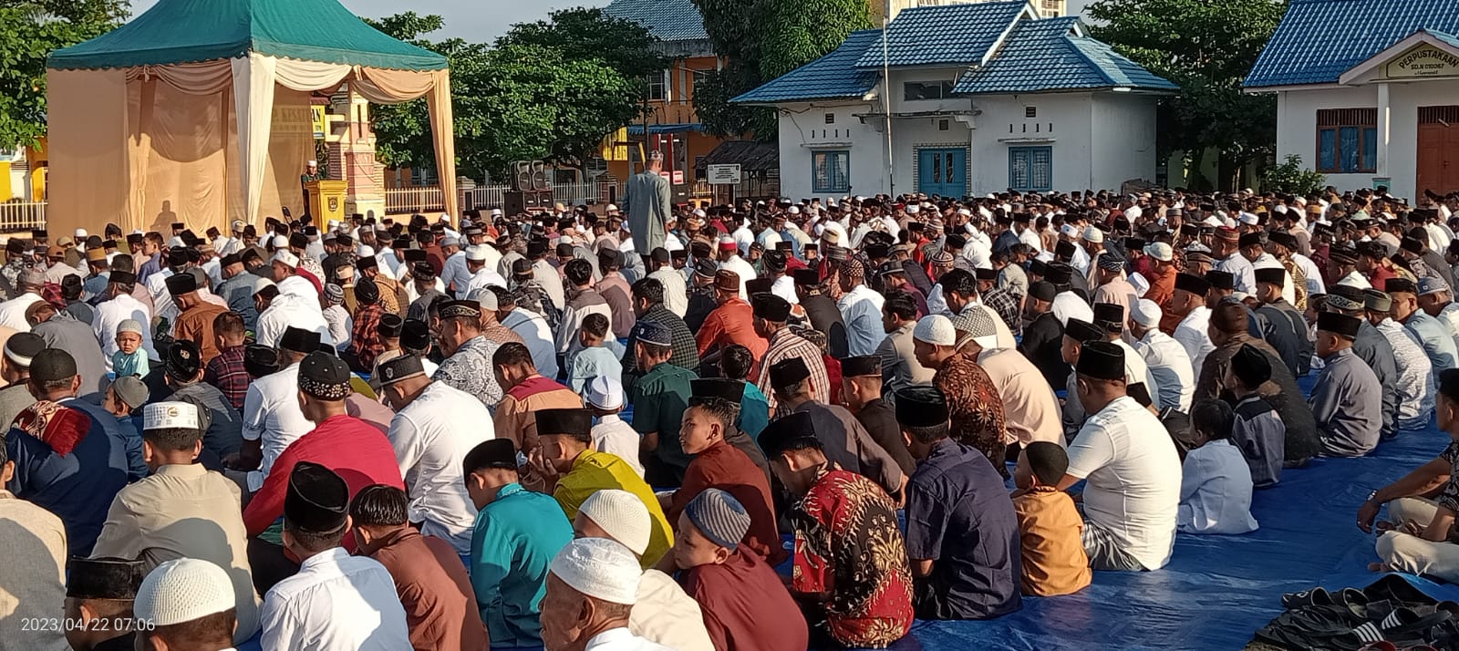 Ribuan Umat Islam Sholat Aidul Fitri 1444 H di Lapangan Serbaguna Meranti Asahan