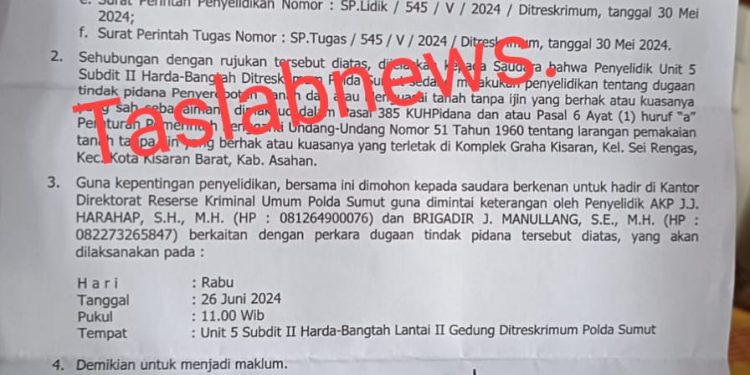 Waduh, Ada Anggota DPRD Asahan di Panggil Polda Sumut