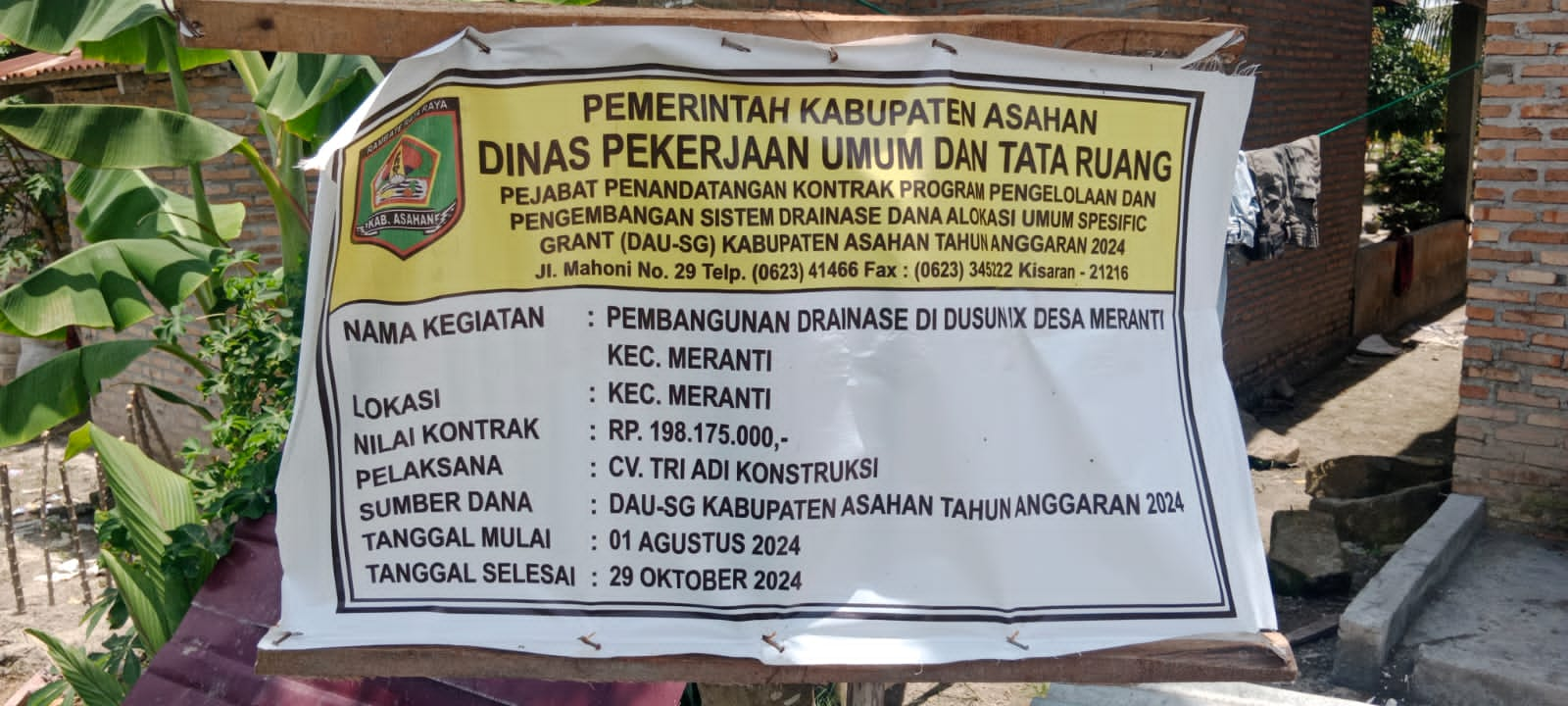 Pembangunan Drainase di Desa Meranti Diduga Asal Jadi